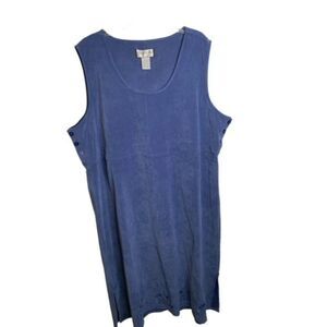 Mary McFadden Women’s 2X Sueded Blue Embroidered Modest Jumper Dress EUC